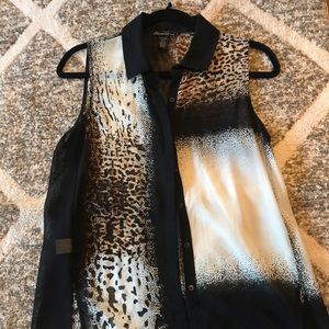Animal print no sleeve button up